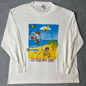 Vintage 80s Converse Get High On A Spike Size Large Long Sleeve Shirt
